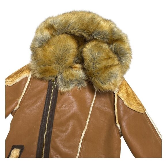 JORDAN CRAIG El Jefe Luxury SHEARLING Moto Jacket Faux Fur Winter Coat Womens 12 - Picture 10 of 10